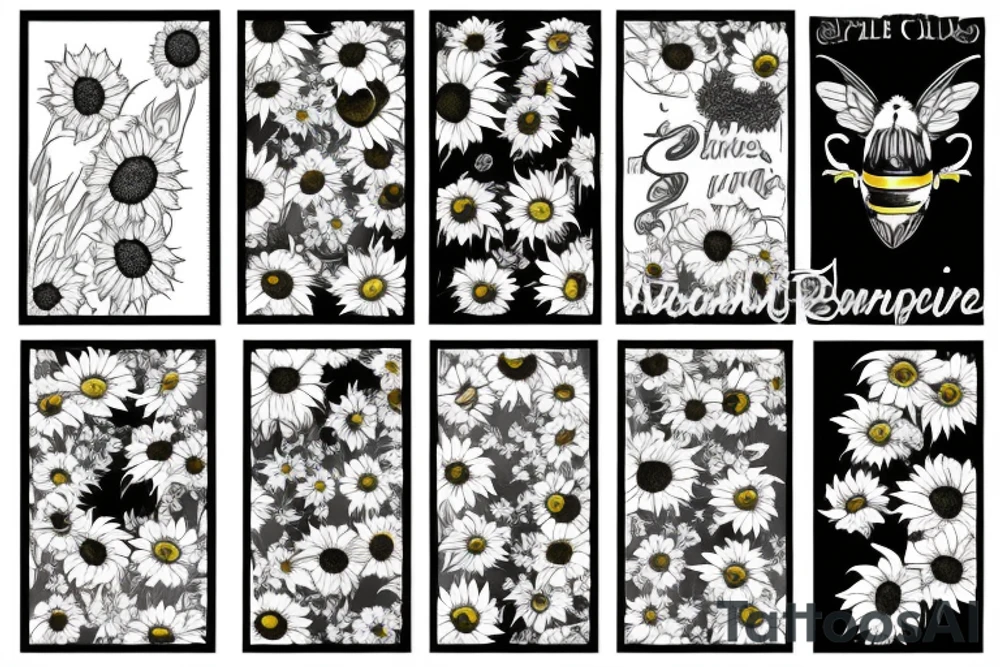 Bumble bee and sunflower tattoo idea