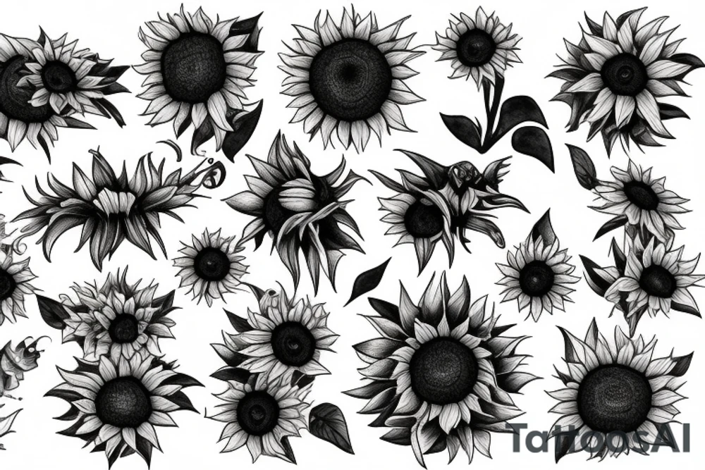 Bumble bee and sunflower tattoo idea