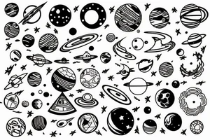 time as a planet in space tattoo idea