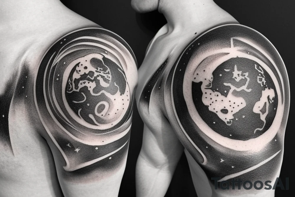ac clock as a planet in space tattoo idea