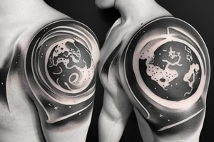 ac clock as a planet in space tattoo idea