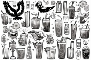 A seagle drinks smoothie tattoo idea