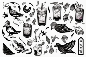 A seagle drinks smoothie tattoo idea