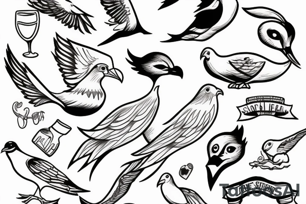 A seagle drinks slushy tattoo idea