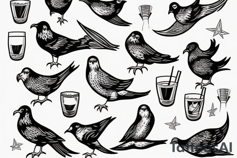 A seagle drinks slushy tattoo idea