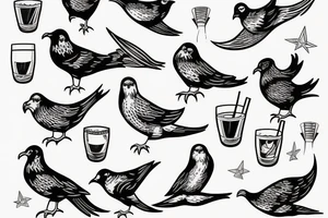 A seagle drinks slushy tattoo idea