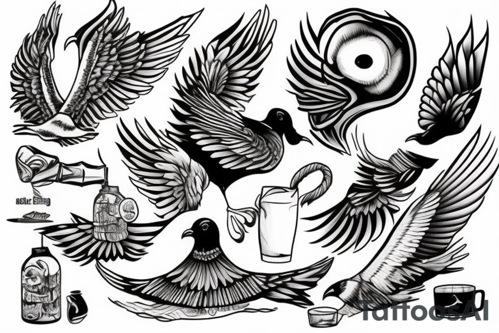 A seagle drinks slushy tattoo idea
