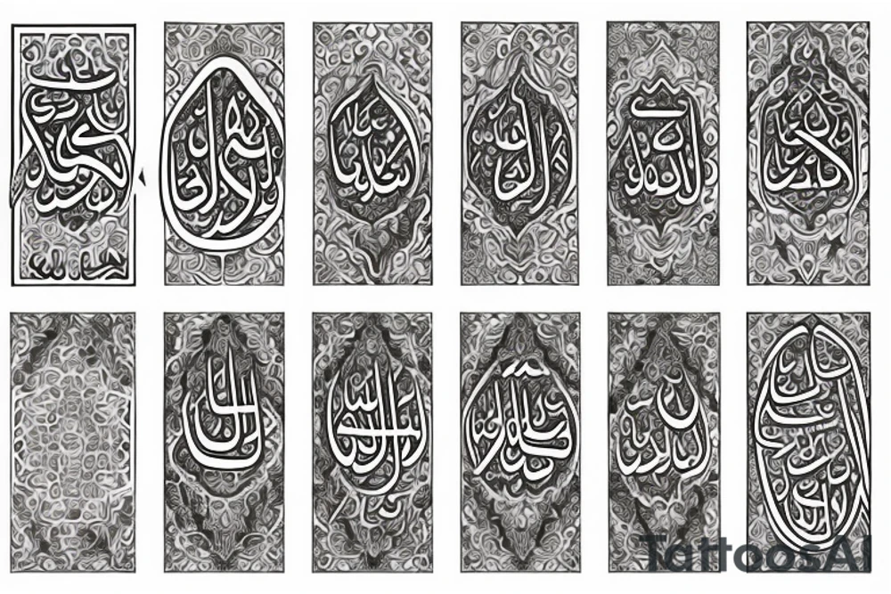 Shoulder down to elbow with Islamic and Arabic art and shadows keep it light tattoo idea