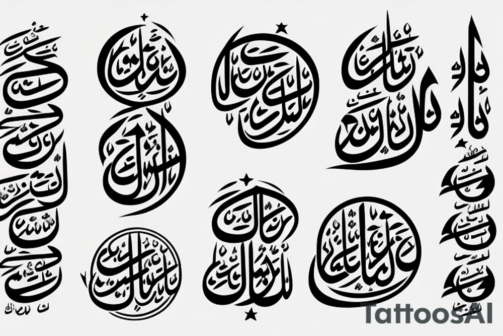 Shoulder down to elbow with Islamic and Arabic art and shadows keep it light tattoo idea