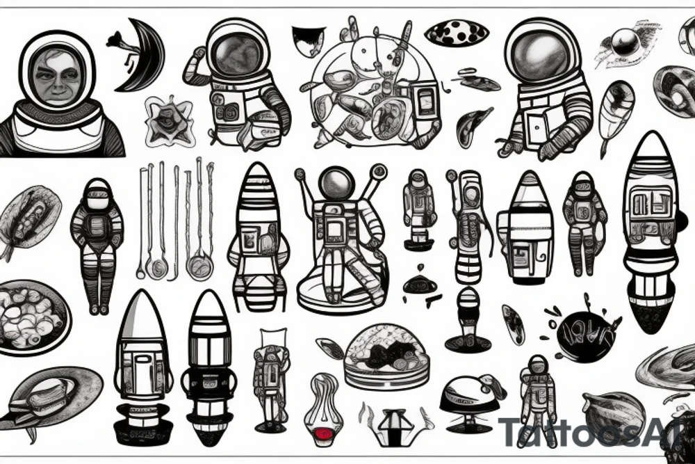food and astronaut tattoo idea