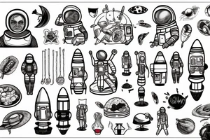 food and astronaut tattoo idea