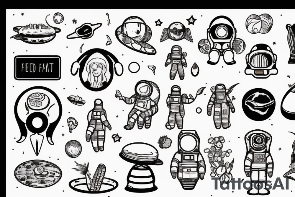 food and astronaut tattoo idea