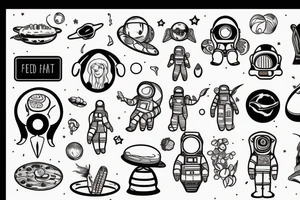 food and astronaut tattoo idea