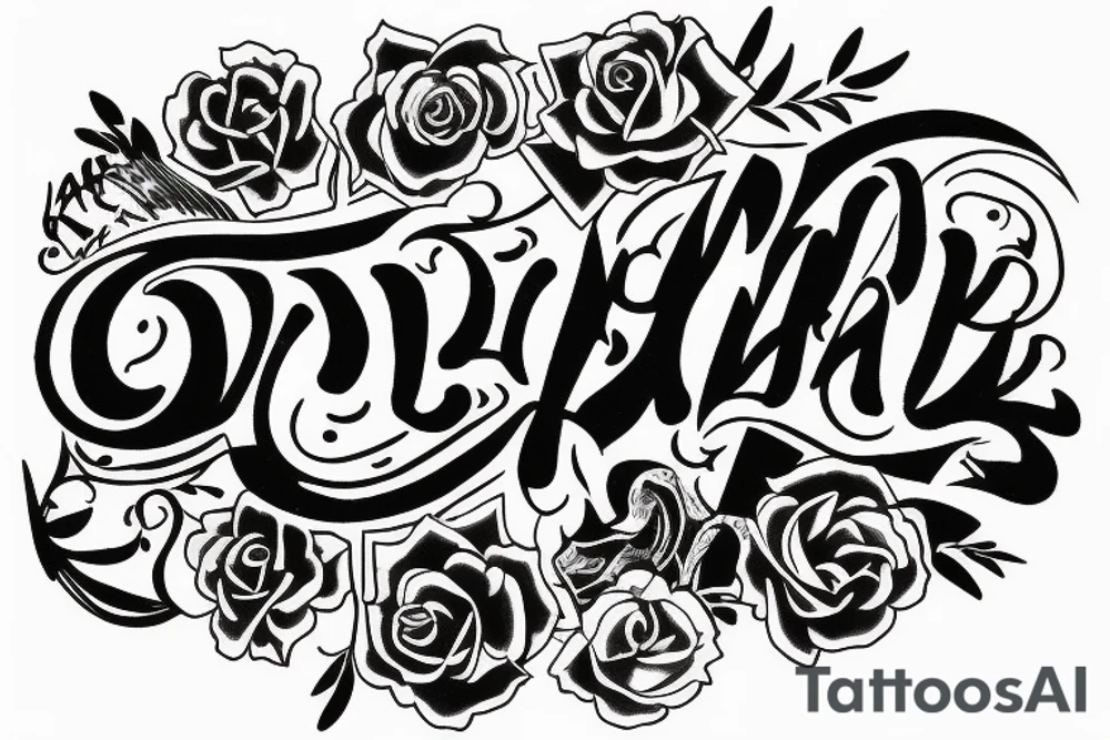 Hanya dark lettering belly tattoo idea