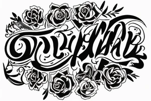 Hanya dark lettering belly tattoo idea