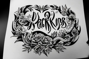 Hanya dark lettering belly tattoo idea