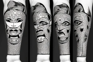 Oni faces with lines tattoo idea