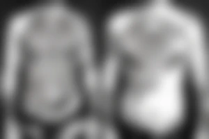 Oni faces with thick lines on stomach tattoo idea