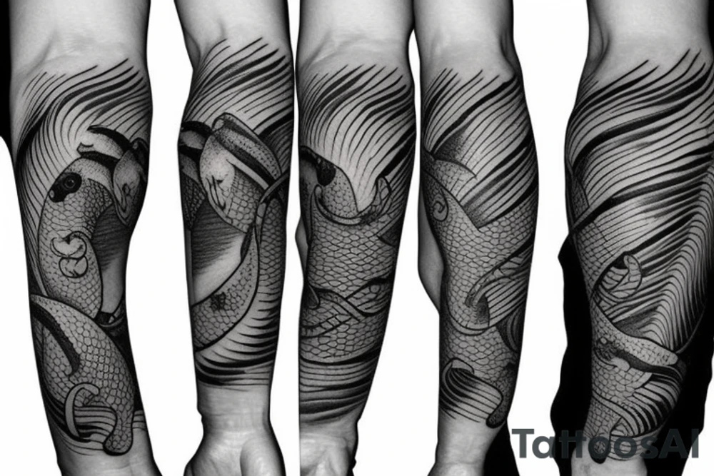 Koi fish sleeve fo forearm male tattoo idea