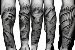 Koi fish sleeve fo forearm male tattoo idea