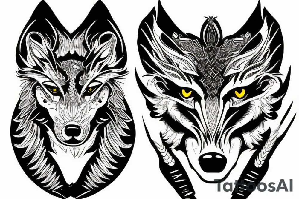 A stylized depiction of a favorite animal or creature, such as a wolf, dragon, or bird of prey tattoo idea