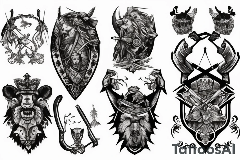 Latvian medival bearhunter warrior tattoo idea