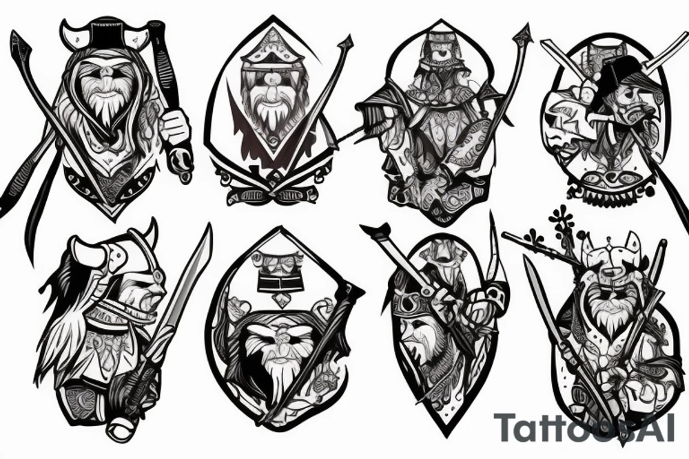 Latvian medival bearhunter warrior tattoo idea