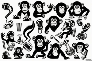 Chimpanzee blowing smoke tattoo idea