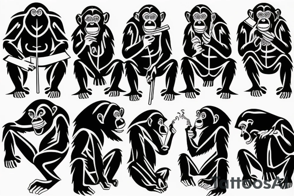 Chimpanzee blowing smoke tattoo idea