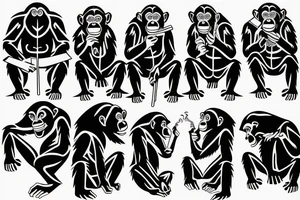 Chimpanzee blowing smoke tattoo idea