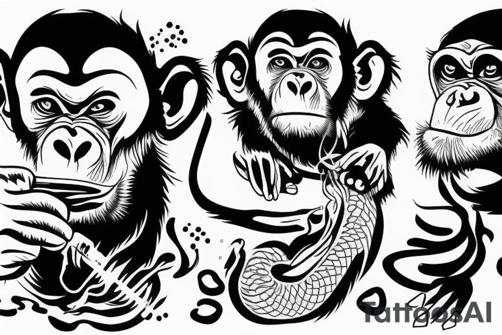 Chimpanzee blowing smoke out their mouth at a Chinese dragon tattoo idea