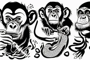 Chimpanzee blowing smoke out their mouth at a Chinese dragon tattoo idea
