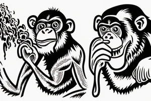 Chimpanzee blowing smoke out their mouth at a Chinese dragon tattoo idea