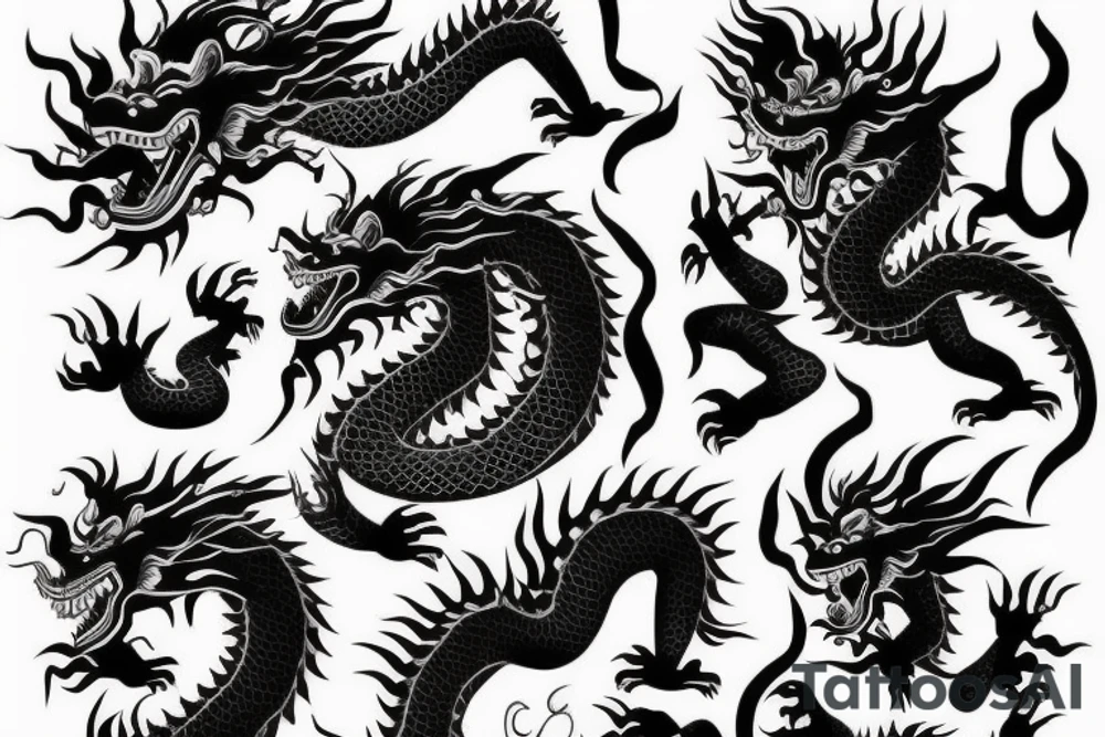 Chinese dragon breathing fire on a stoned chimpanzee tattoo idea