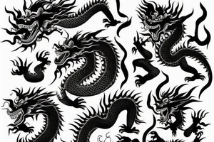 Chinese dragon breathing fire on a stoned chimpanzee tattoo idea