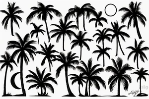 Palm tree with moon tattoo idea