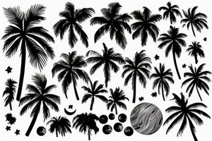 Palm tree with moon tattoo idea