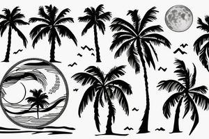 Palm tree with moon tattoo idea