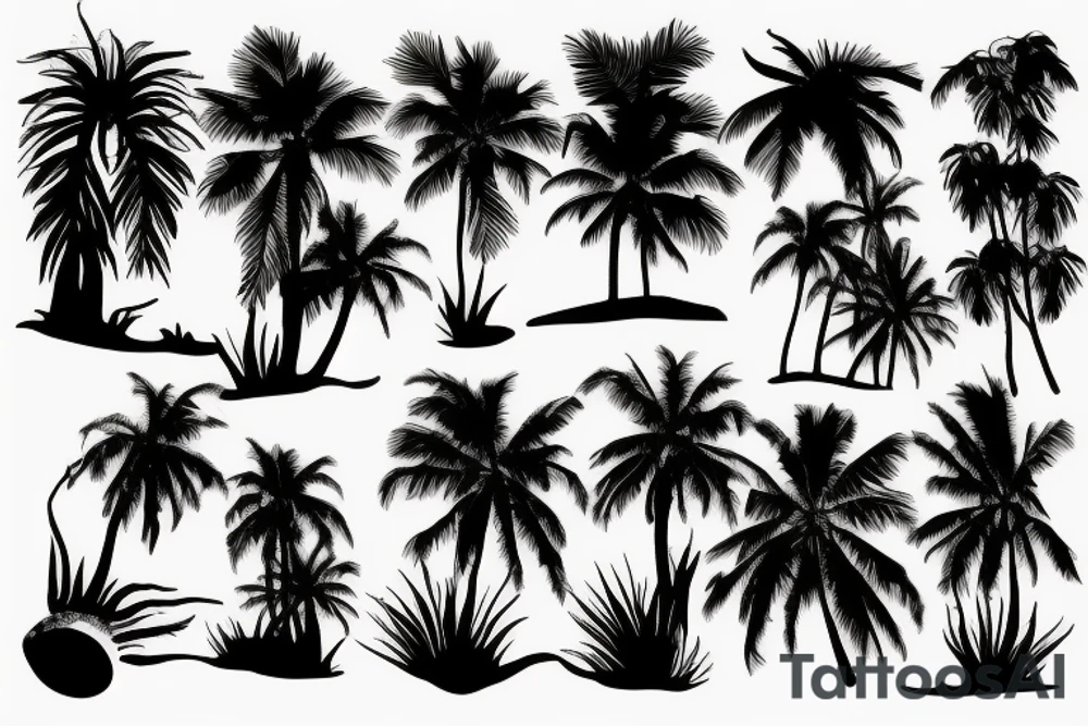 Palm tree shadow with moon tattoo idea