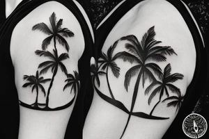 Palm tree shadow with moon tattoo idea