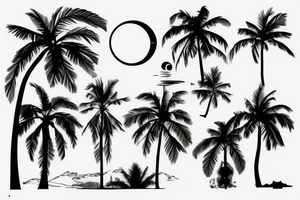 Palm tree shadow with moon small tattoo idea