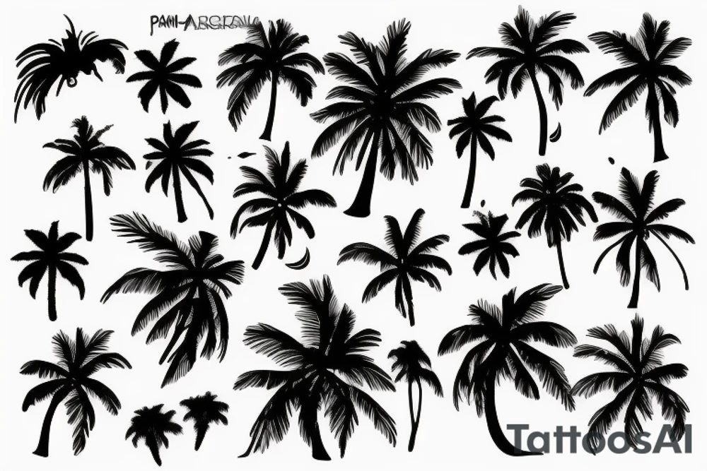Palm tree shadow with moon small tattoo idea
