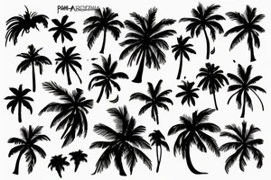 Palm tree shadow with moon small tattoo idea