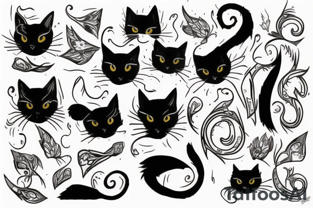 Black cat tattoo idea