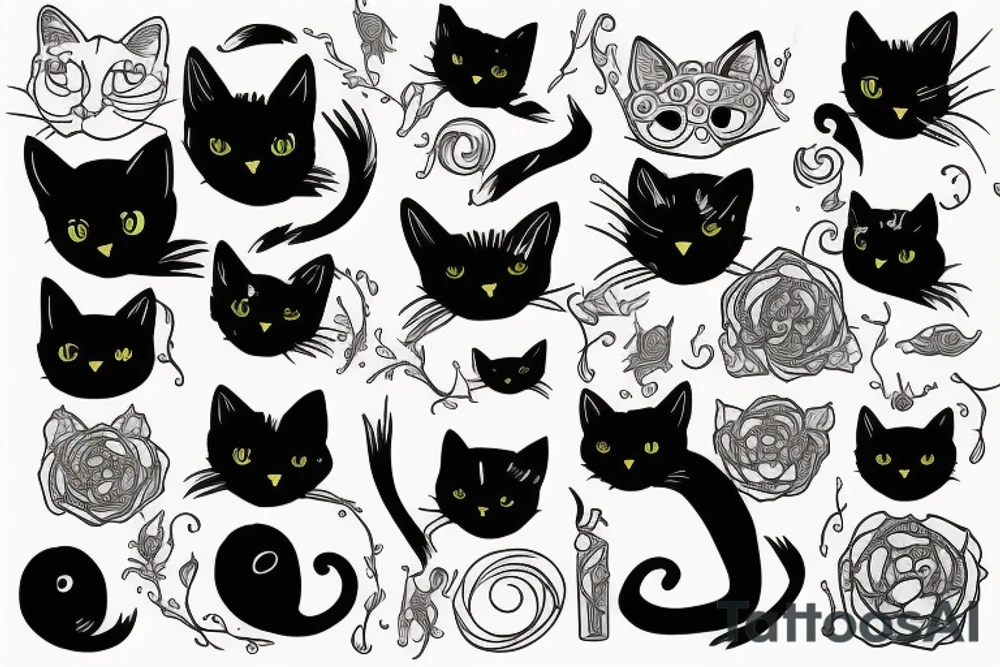 Black cat tattoo idea