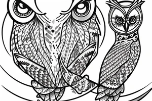scottish owl on crescent moon tattoo idea