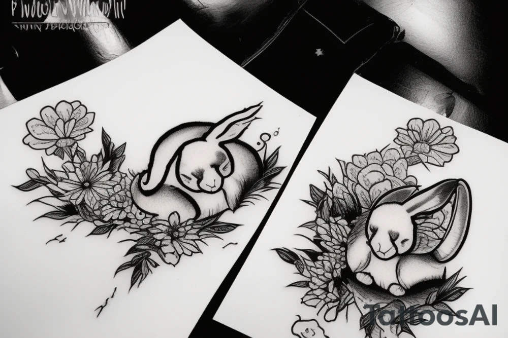 Two holland lop are sleeping tattoo idea