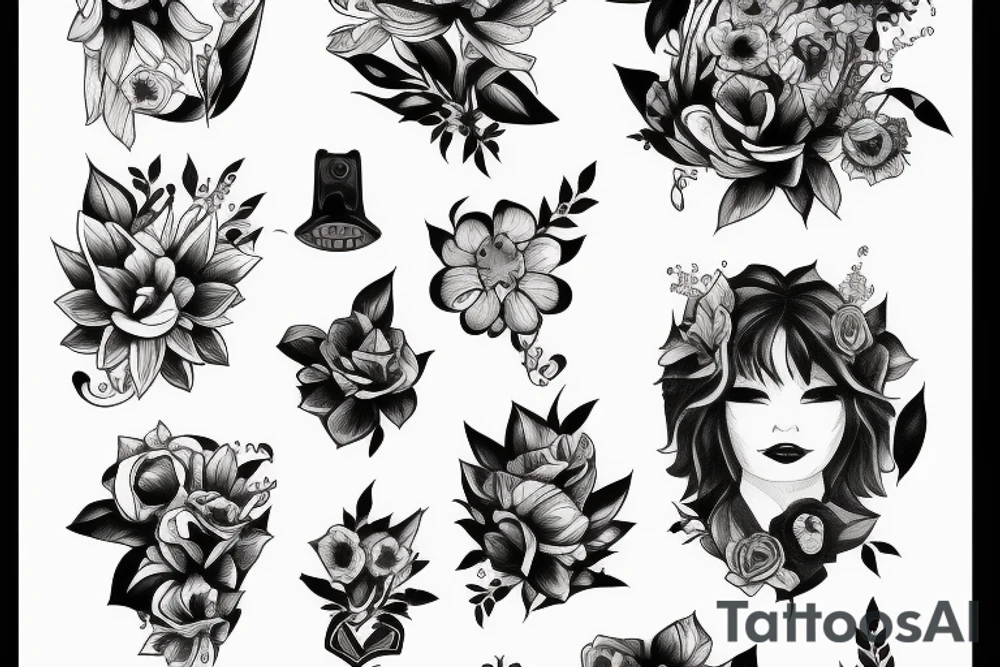 Movie Leon drawing Mathilda flower tattoo idea
