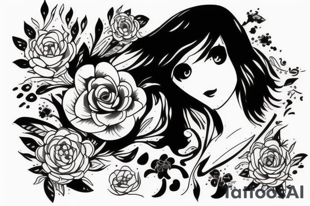 Movie Leon drawing Mathilda flower tattoo idea