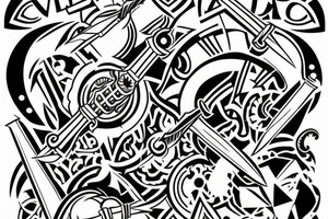 two swords with words “vive gladio peri gladio” tattoo idea